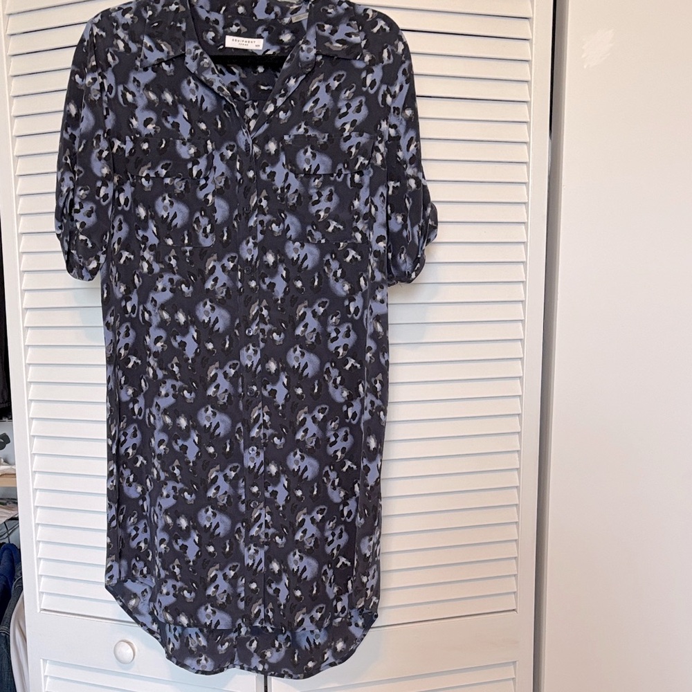 Equipment Black and Gray Leopard Print Shirt style dress Size M